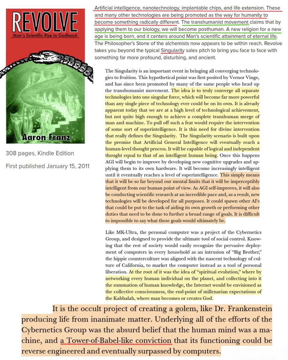 AnandPanna1's tweet image. 🚨They're building "Tower of Babel" inside you : Every revelation given by God is coming true...

📌Today, I unexpectedly came across this book online, "REVOLVE: Man's scientific rise to Godhood," which was written in 2011... 

#EndTimes #BeastSystem #EndGame