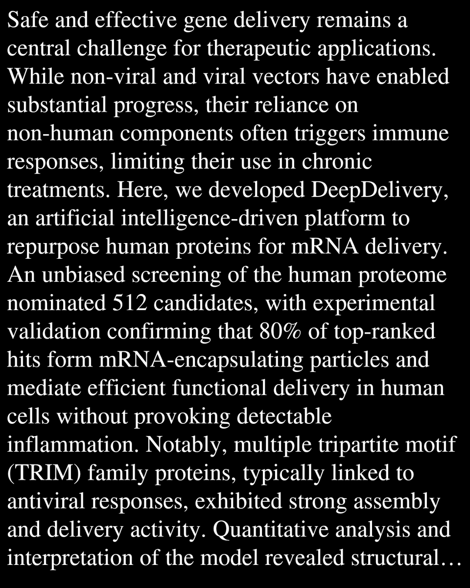 AI-driven discovery and engineering of human endogenous nanocage proteins for mRNA delivery

Xun, D., Li, L., Liu, Y., Yang, Z., Zou, J., Liang, Q., Li, K., Zhu, Z., Zhang, J., Lang, L., Liu, K., Wang, X., Tian, M., Chen, G., An, B., Heng, P.-A., Zhong, C.
biorxiv.org/content/10.648…