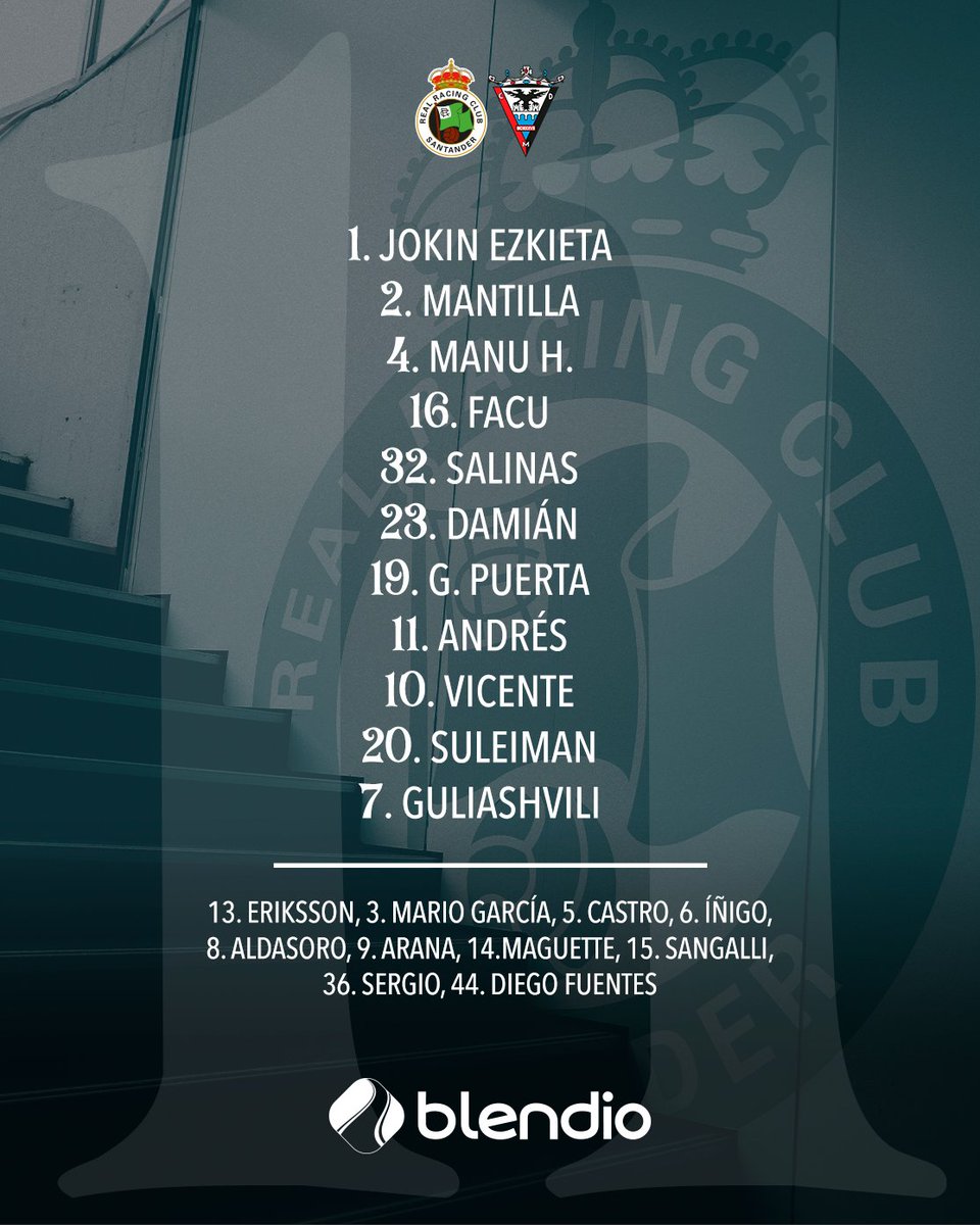 📋 Estos son los once futbolistas elegidos por José Alberto para saltar de inicio hoy frente al <a href="/CDMirandes/">Club Deportivo Mirandés</a> 

#RacingMirandés