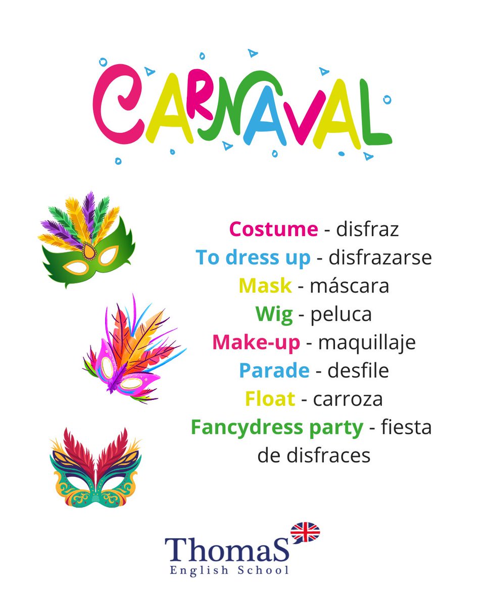 Empieza la semana de Carnaval. ¿Vais a venir disfrazados/as a la academia? ¡Nos encantará veros!
