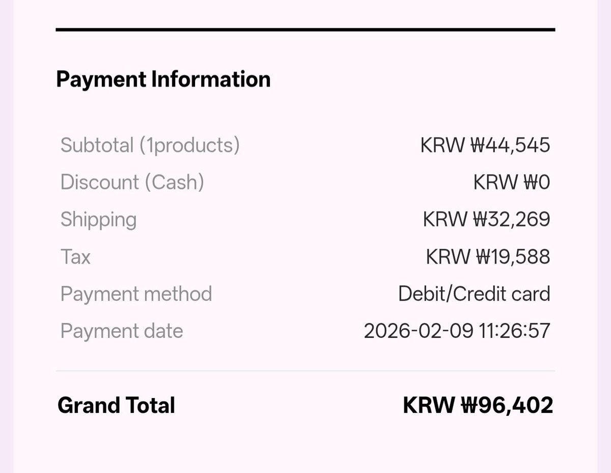 justabaepsae's tweet photo. @bangtitude 57,44€ says my bank account, we'll see what payments need to be made with customs and else
i was somehow stuck on the korean site and when i finally got the language to english it had been like 20mins so i just wanted to get it and went with won https://t.co/AHhChCLpsI
