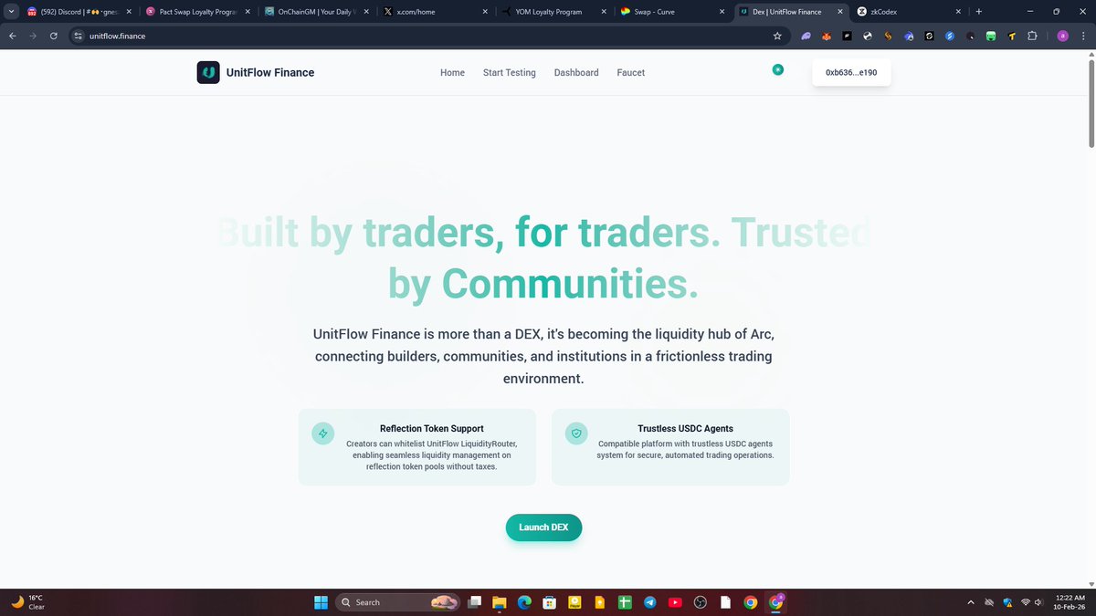 Arcflow Finance - Arc Testnet
<a href="/YOM_Official/">YOM</a>
<a href="/Pact_Swap/">Pact Swap Labs</a>