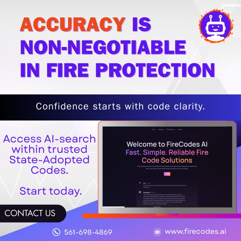 FireCodesAI's tweet image. FireCodes AI was built to give fire protection experts easy, reliable access to advanced search within state-adopted codes, right when you need it. With every answer backed by our references section, we reduce risk for engineers that rely on accuracy. 
firecodes.ai