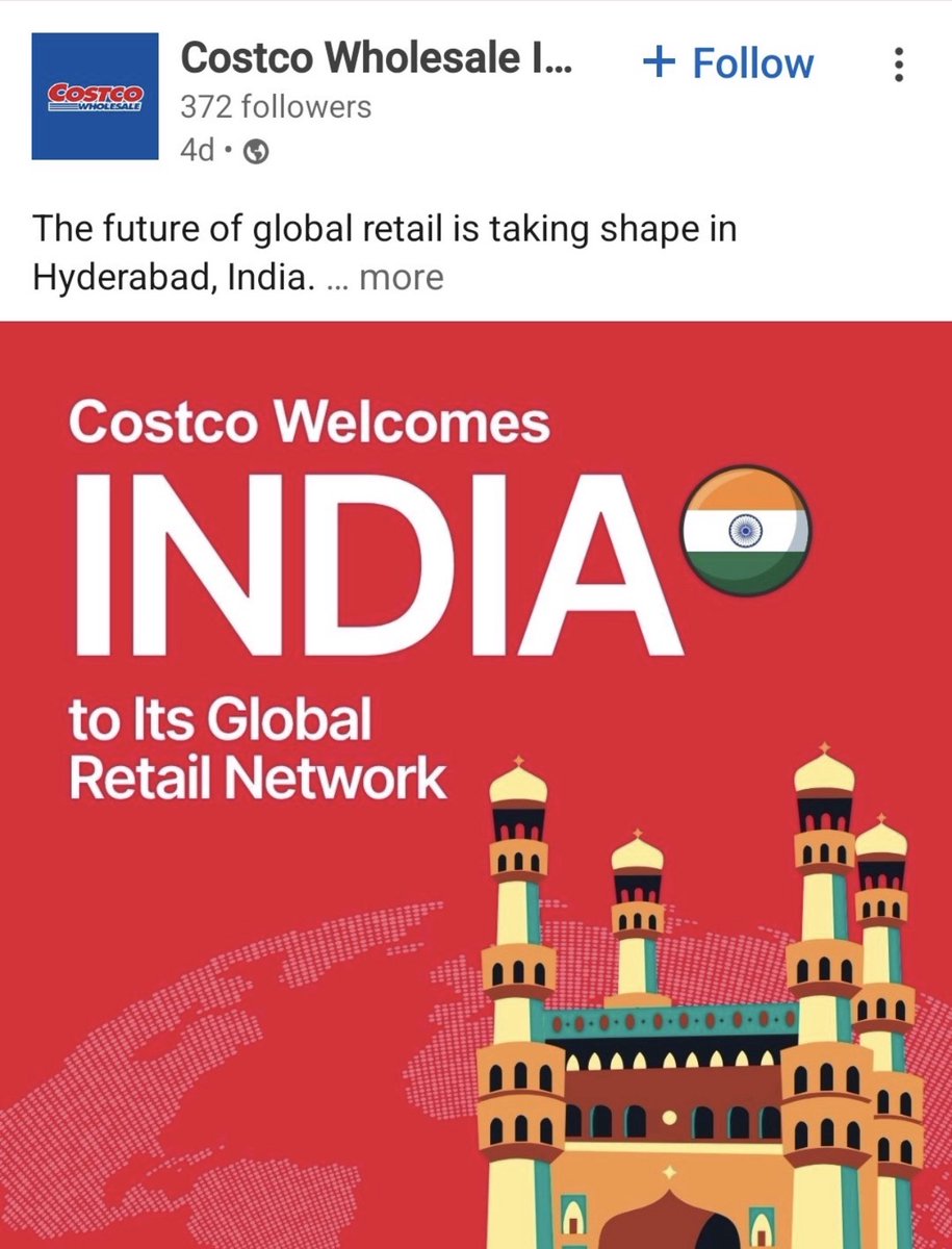 hydhorizons's tweet photo. Costco in India https://t.co/0M6AL4UaII