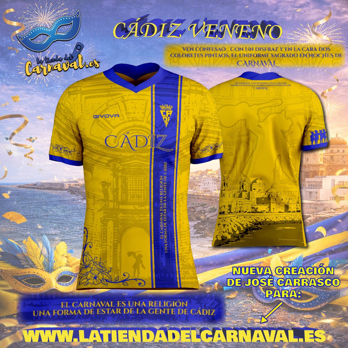 💛🏖️ Nueva camiseta amarilla de la afición “Cádiz” 🏖️💛

Mucho más que una camiseta: es identidad, historia y pasión por Cádiz.

DISPONIBLE EN TODAS LAS TALLAS PARA TODAS LAS EDADES

latiendadelcarnaval.es/producto/nueva…

#capitanveneno #carnavaldecadiz #cadiz