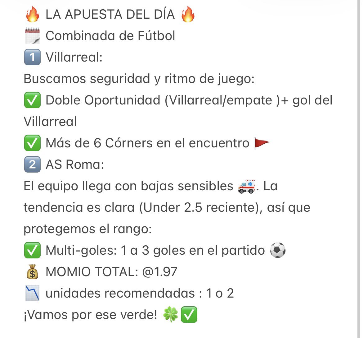 Alexpicks6's tweet photo. 🔥 LA APUESTA DEL DÍA 🔥
🗓 Combinada de Fútbol https://t.co/MIl8svMOAB