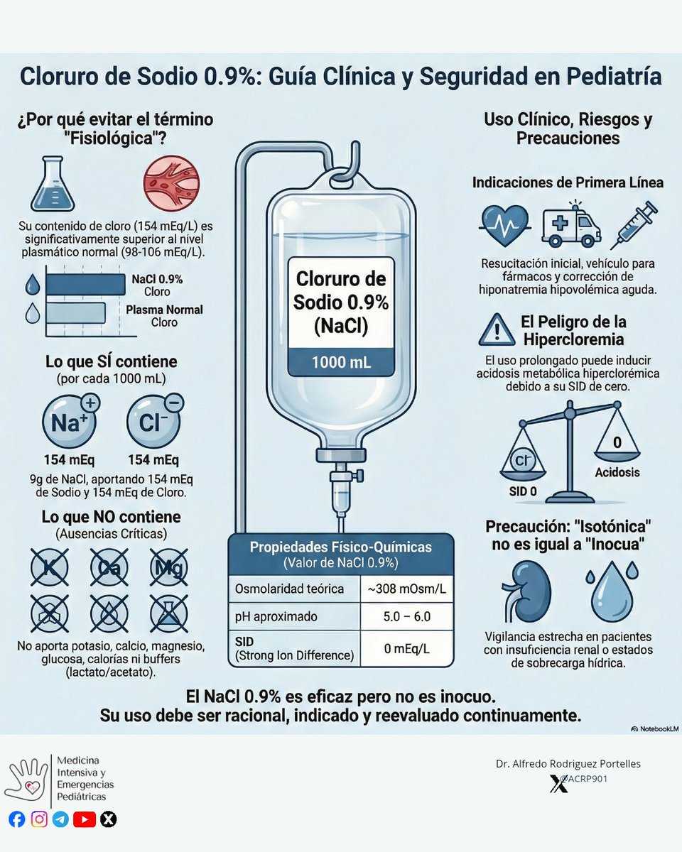 MedIntPed's tweet photo. 💧 Cloruro de Sodio 0.9%: eficaz, pero no inocuo

Aunque muchos la llaman “fisiológica” o "solución salina nomal", la solución salina 0.9% no es realmente ni fisiológica ni normal

#pediatría #pediatrics #PedsICU https://t.co/AdcMfEsoNF