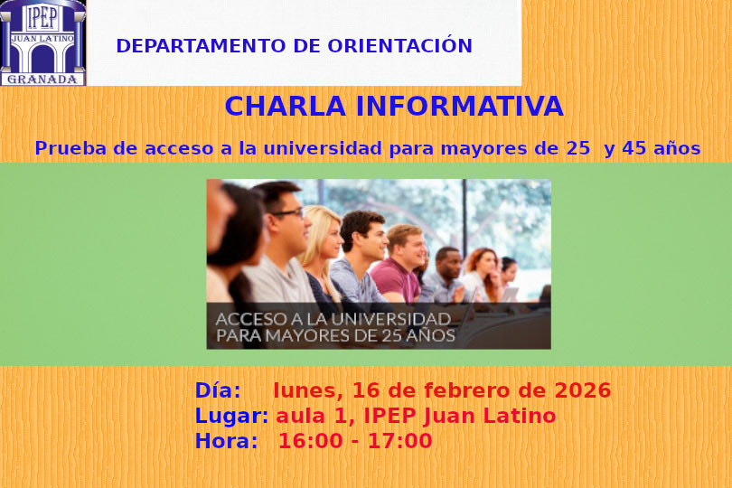 Próximas charlas Departamento Orientación #PAU #Educaciónadultos