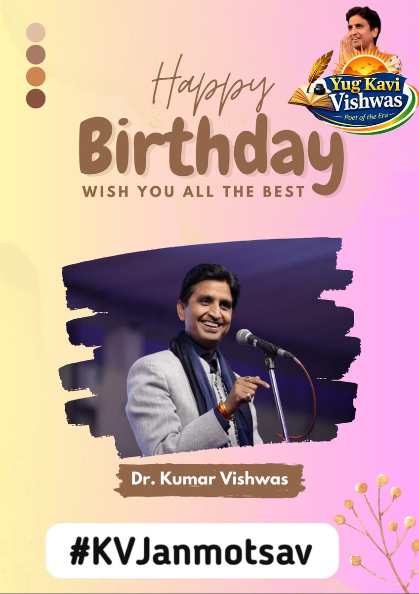 “The poet who redefined storytelling, the orator who awakens minds, and the inspiration who fuels dreams—Happy Birthday to Dr. Kumar Vishwas! 

<a href="/DrKumarVishwas/">Dr Kumar Vishvas</a>
#KVJanamotsav