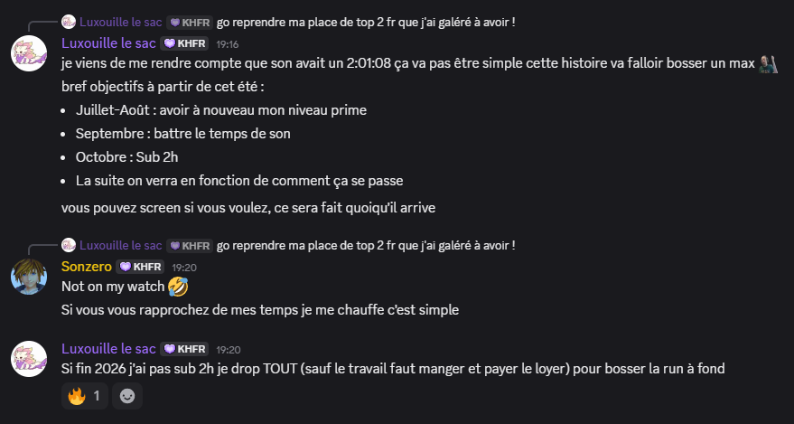 c'est officiel, je me remet à kh1 à partir de cette été quand j'en aurai fini avec mon taf actuel !

Objectif principal : Sub 2h avant la fin de l'année (ça va être chaud mais faisable)