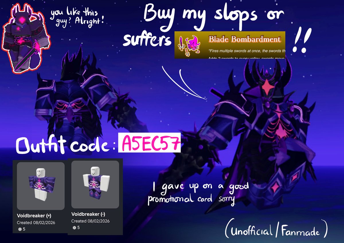 smoldashii's tweet image. You like this Voidbreaker design? And you wish if you could wear it ingame for your cosplay? Well say no more! grab the Voidbreaking slops for 10rbx today!

#nullscape