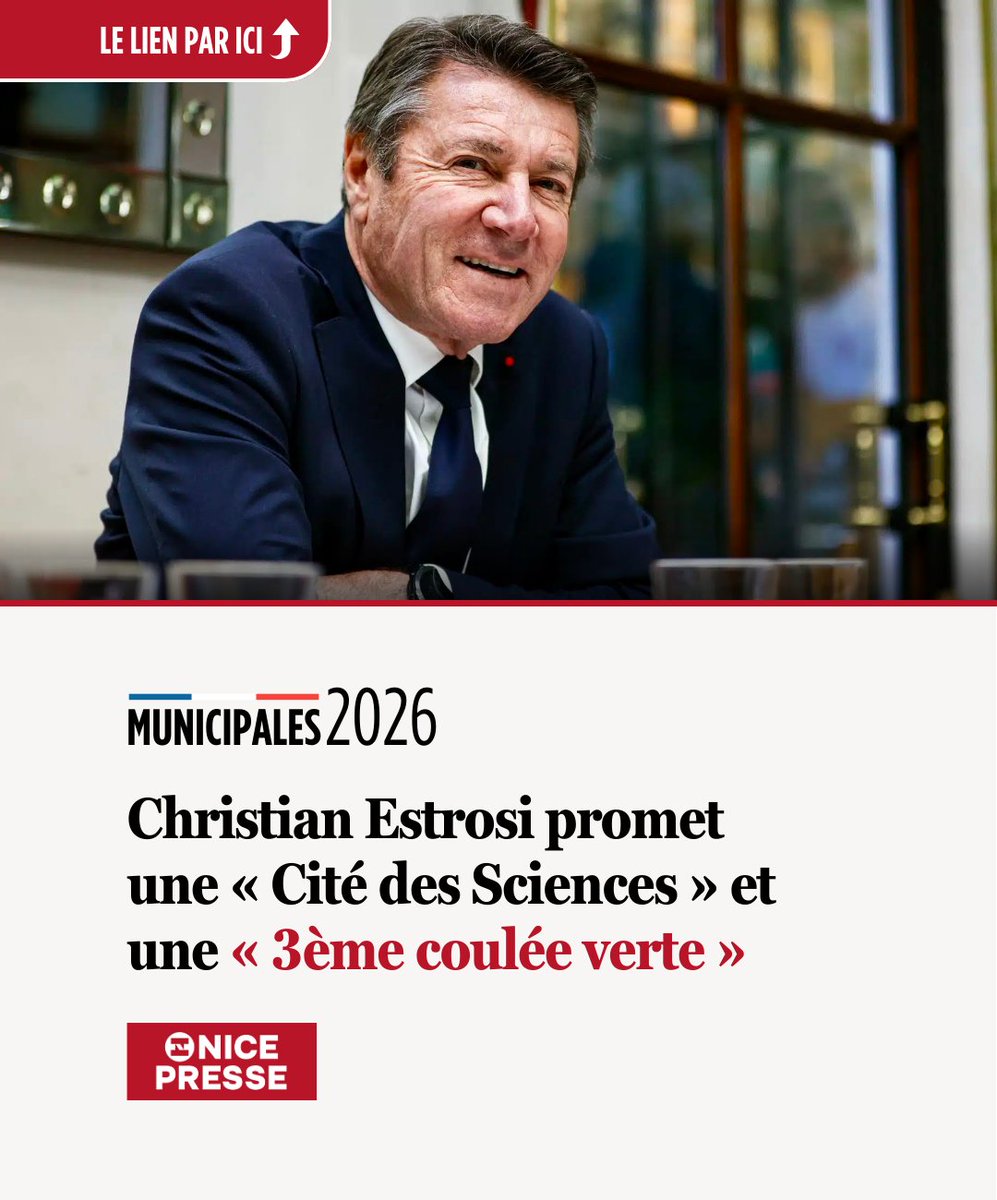 🟢 #Municipales2026 : le maire-sortant <a href="/cestrosi/">Christian Estrosi</a> s’engage à livrer un symétrique de la coulée verte pour l’Ouest niçois au cours d’un prochain mandat, tout en menant un plan de verdissement à l’Est. Le Parc Phoenix serait réaménagé. ➡️ nicepresse.com/nice-christian…