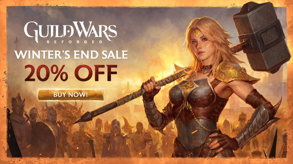 GuildWars's tweet photo. Step into the early days of Tyria and explore an immersive journey that stands the test of time - grab Guild Wars Reforged for 20% off from now until Feb 16. https://t.co/ktB7M79upv https://t.co/4lVMICsTH1