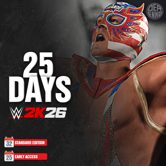 25 days to go until we can play WWE 2K26.  🔥

WWE 2K26 Release in:
🗓️25 Days - Early Access
🗓️32 Days - Standard Edition

#WWE2K26 <a href="/WWEgames/">#WWE2K26</a>