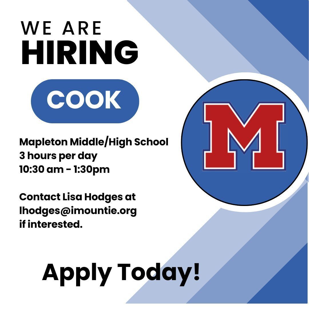 Please contact Lisa Hodges at lhodges@imountie.org or 419-945-8178 for more information. To see all of our job postings, please visit our website at: mapletonmounties.org/40614_2