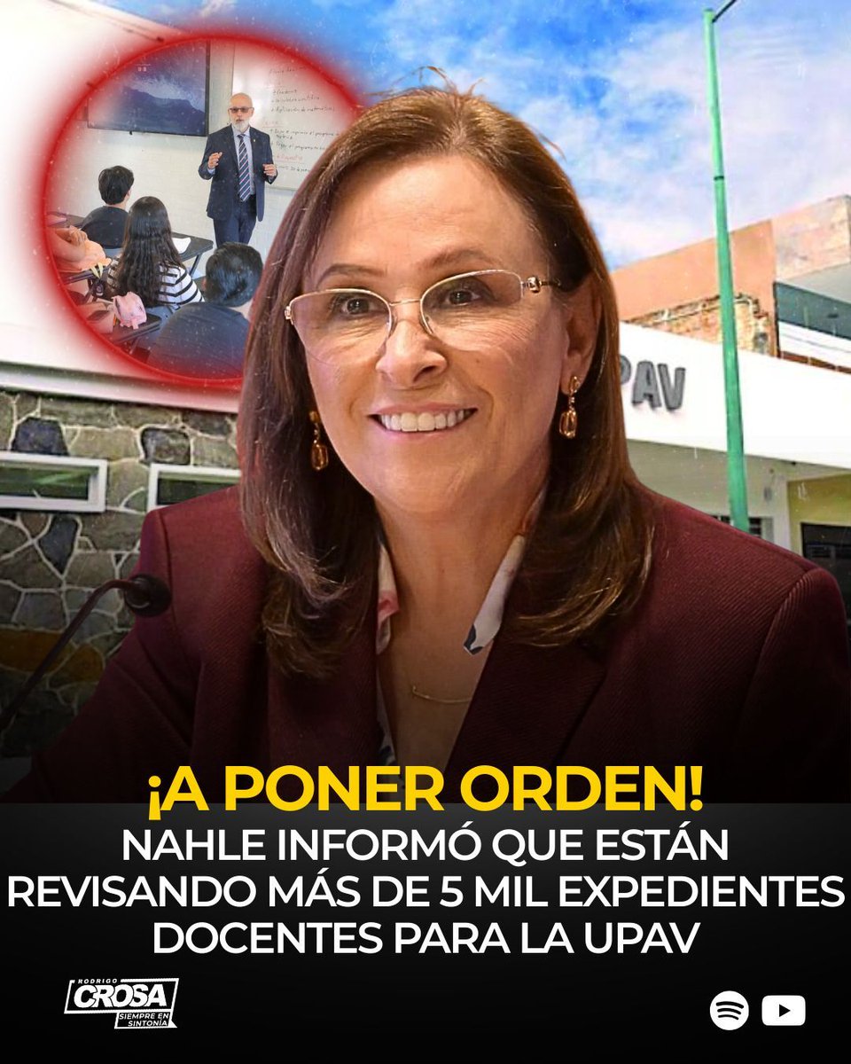 VERACRUZ PONE ORDEN EN LA UPAV 🏫

La gobernadora Rocío Nahle informó que el Estado revisa más de 5 mil expedientes docentes ante la falta de padrón y nómina en la UPAV.
El objetivo: verificar perfiles, funciones reales y depurar irregularidades heredadas. ✔️