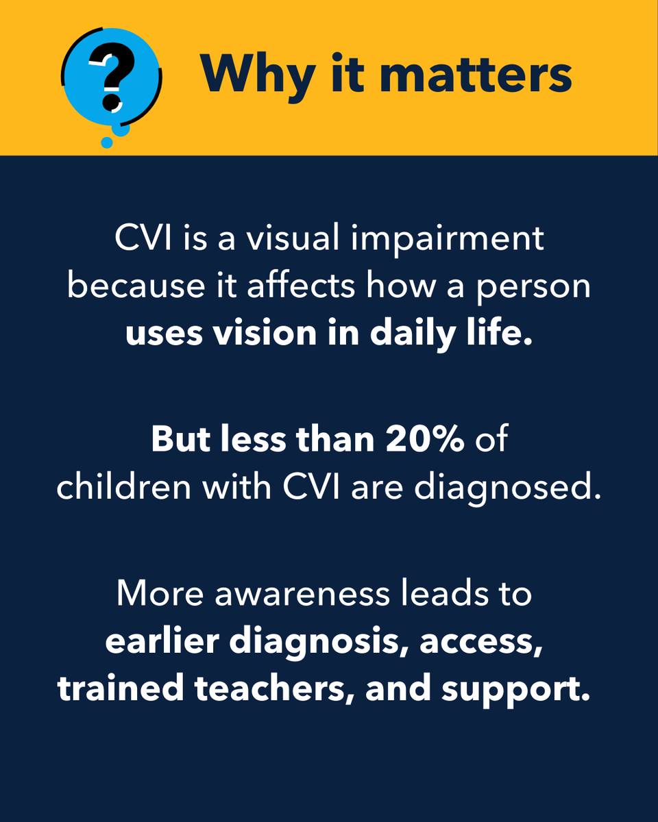 PerkinsVision's tweet image. The leading cause of childhood blindness doesn’t always show up on an eye chart — but it shows up in everyday life. 🤯

#CVI can make it hard to recognize faces, read, find objects, or navigate busy spaces. Early awareness = early support. #LowVisionAwarenessMonth