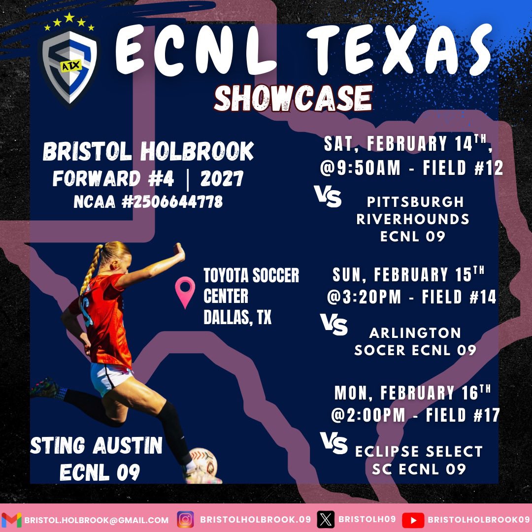 BristolH09's tweet photo. Ready for ECNL Dallas Texas Showcase this weekend in our home state!! @stingatx_2009 We play Saturday, Sunday, and Monday!! @ECNLgirls @PrepSoccerTX @TheSoccerWire https://t.co/pCEhp6wPN0