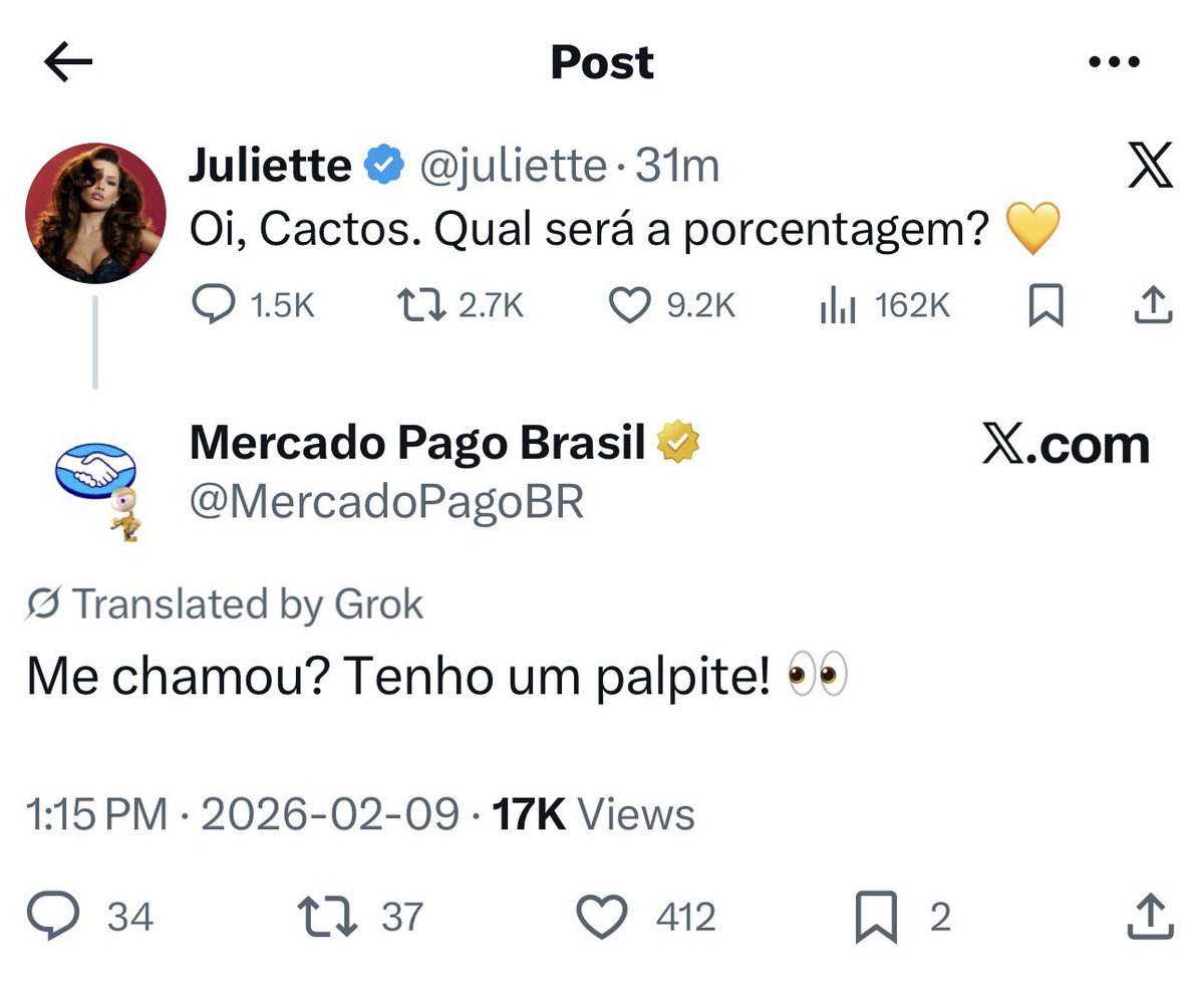 Patrocinador do BBB comentando em post que incentiva rejeição de participante.
Isso não é “engajamento”, é interferência descarada no jogo.

Marca bilionária usando poder e alcance pra empurrar narrativa, direcionar hate e influenciar voto.
Depois fingem neutralidade, ética,