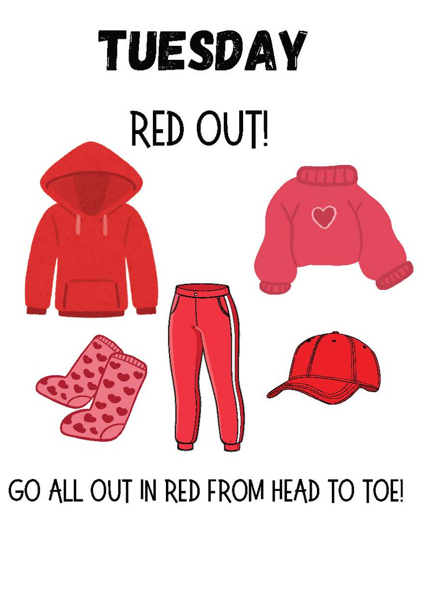 FcclaBotkins's tweet photo. Tuesday's FCCLA Week theme is RED OUT! Go all out in head to toe red to show your support for FCCLA. One JH/HS student and one K-6 student will get a prize for the Most Spirited outfit! #FCCLA #FCCLAWeek #BotkinsFCCLA https://t.co/gskNYGLEJ9