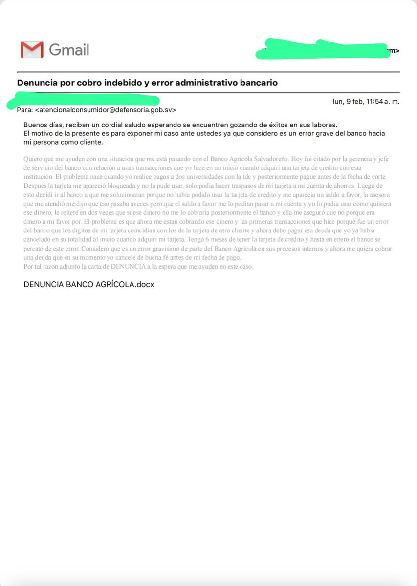 #ULTIMAHORA 
Ciudadano me envía denuncia sobre cobros indebidos por parte del <a href="/bancoagricolasv/">Bancoagrícola</a> solicitando ayuda a la <a href="/Defensoria_910/">Defensoría del Consumidor (DC) 🇸🇻</a> ya que el banco le está obligando a pagar una cuota ya cancelada anterior mente. 

Necesito de sus ayuda.

Cel.  De contacto 61516851