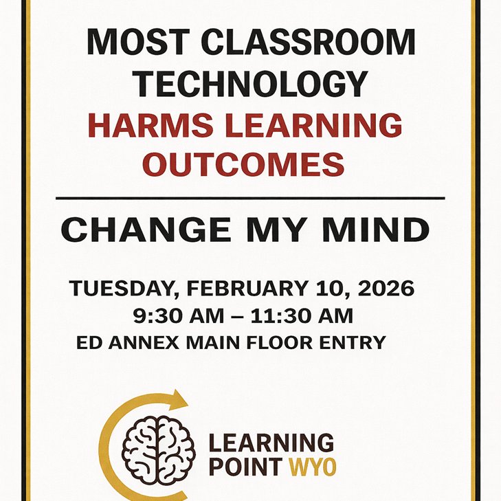 Tomorrow, I'll be hosting my 2nd Change My Mind tabling event. I hope to spark lots of conversation #WyoEdChat #learningpoint