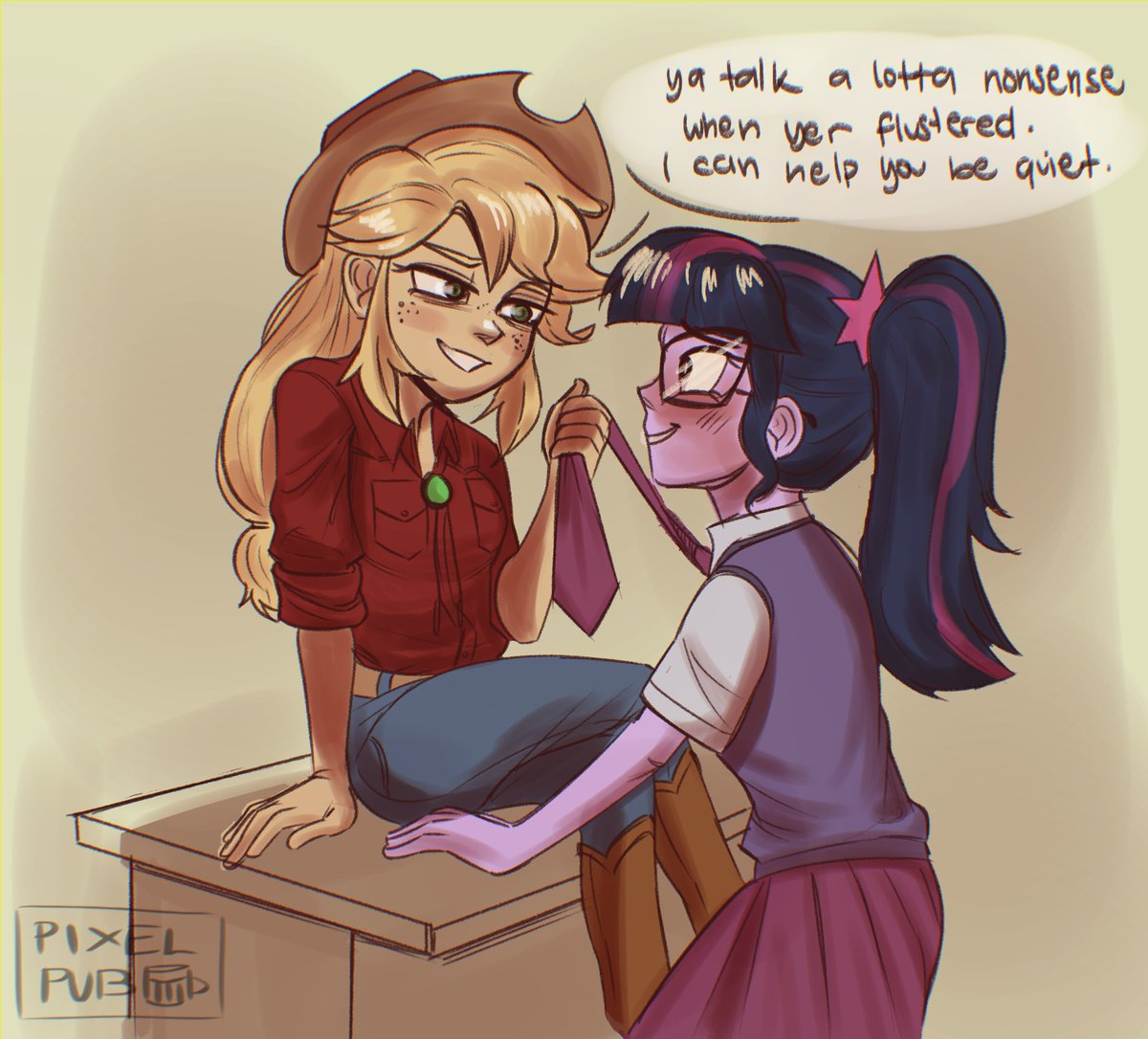 Nothing to see here, just two good pals discussing physics together. Move along. #mlp #twijack #applejack #TwilightSparkle