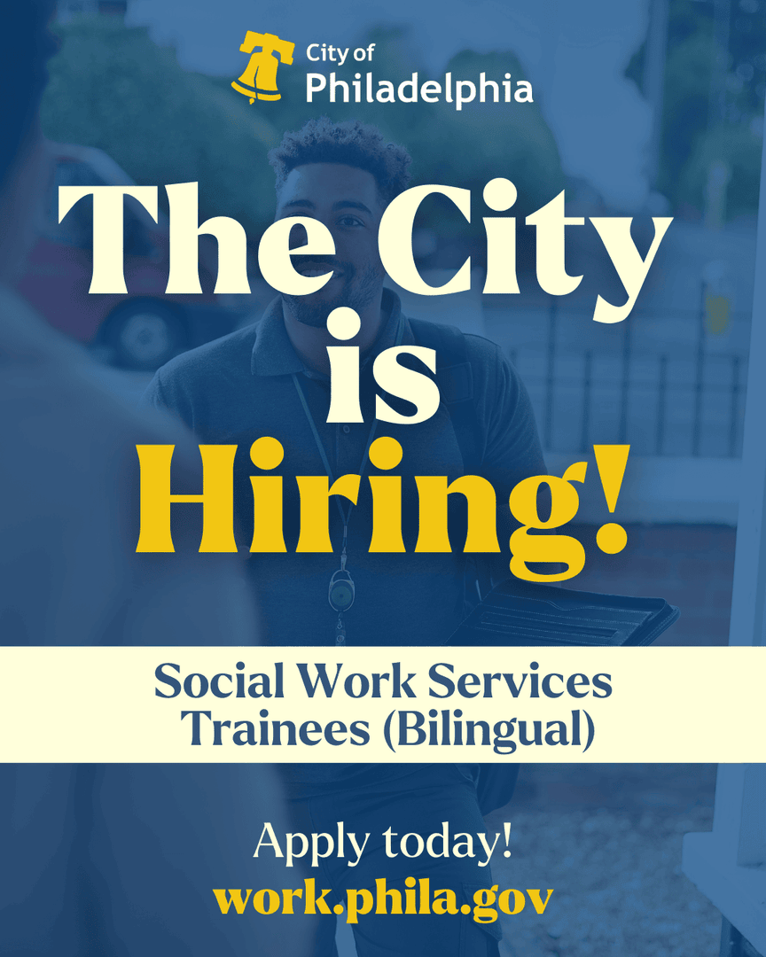 PhilaOHR's tweet image. Start a career that helps families and strengthens Philly communities.

The City is hiring Bilingual Social Work Services Trainees — apply today at work.phila.gov.

#PhillyJobs #SocialWork #Bilingual #PublicService