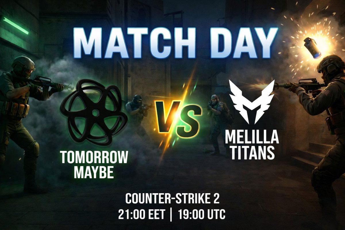 TeamTmrMaybe's tweet photo. ⚔️ MATCH DAY ⚔️

Tonight we face @MelillaTitans 🧐

 U can watch live on twitch👉
https://t.co/TMmWifiO42

Fighting for 7-2 score! 🏆

@ESEA
Season 56 | Intermediate 
#MatchDay #ESEA #CS2 #CounterStrike https://t.co/spEnptxPTw