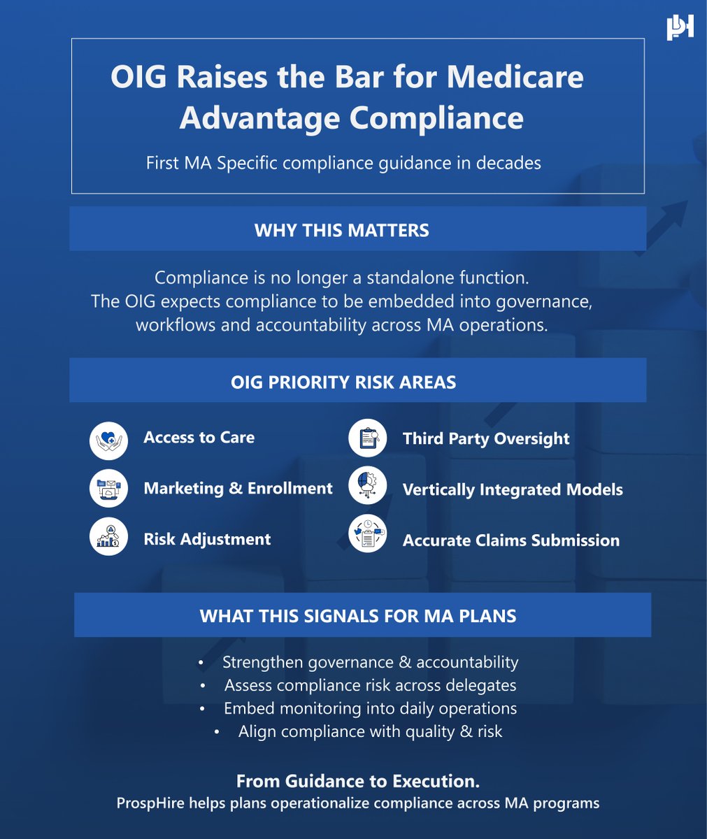 For the first time in decades, the Office of the Inspector General released Medicare Advantage–specific compliance guidance &amp; it signals a shift from “having a program” to proving compliance is embedded in operations. Read more:  bit.ly/4krbwCt