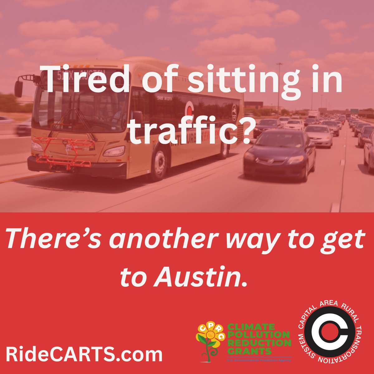 Tired of sitting in traffic?
There’s another way to get to Austin. 👀
Launching March 2.
More details soon.

🔗 RideCARTS.com
<a href="/austintexasgov/">City of Austin</a>  <a href="/TxDOT/">TxDOT</a>  <a href="/CAPCOGTX/">CAPCOG</a>  @MovabilityATX <a href="/CAMPOTexas/">CAMPO Texas</a>  <a href="/CapMetroATX/">CapMetro</a>  @GetThereATX @AirCentralTX @ATP_ATX
#cprg #ridecarts