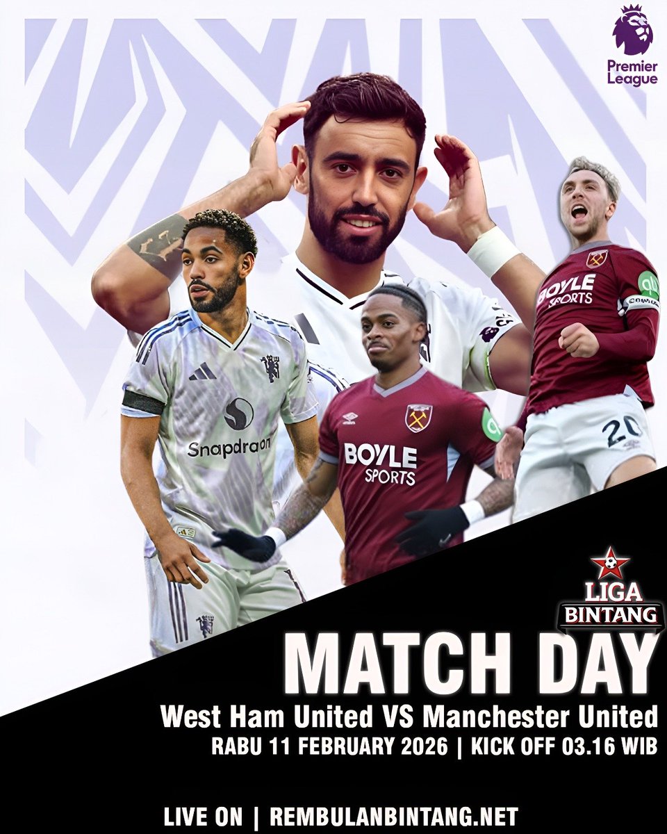 Ligabintang_Web's tweet photo. ENGLISH PREMIER LEAGUE

West Ham United VS Manchester United
Rabu 11 February 2026 | Kick Off : 03.15 WIB

Link Ältenatif : https://t.co/dYan1Tdg1b
Link Utama : https://t.co/vNSQ0ReN8d
Link Login : https://t.co/rq2foFQkSR
Link Rtp Slot : https://t.co/UpsFYzE6DN https://t.co/se0MkOBjcK