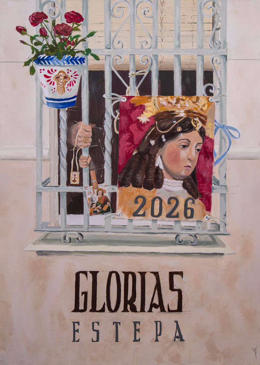Cartel de Las Glorias 2026, obra de Dña. Elia Martín Muñoz y editado por el Consejo General de Hermandades y Cofradías de #Estepa.
  devocionesdeestepa.blogspot.com/2026/02/cartel…