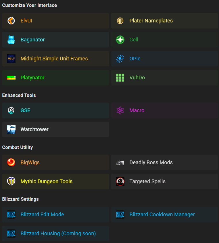 We have a new "supported addons menu" 🙌

Midnight Simple Unit Frames, Watchtower, and Targeted Spells are now supported with more addons to come! 👀 
wago.io