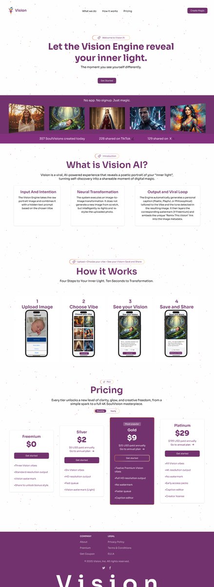 ladele_tiwalade's tweet photo. Using insights from @Joe_brendan_   @devanddesignhq   Cohort, I designed Vision AI — an AI experience that turns your photo into a poetic reflection of your “inner light.” 
A reminder: Great AI UX isn’t about the tech — it’s about the feeling.

Would you try it? https://t.co/zTUqxEOJdH