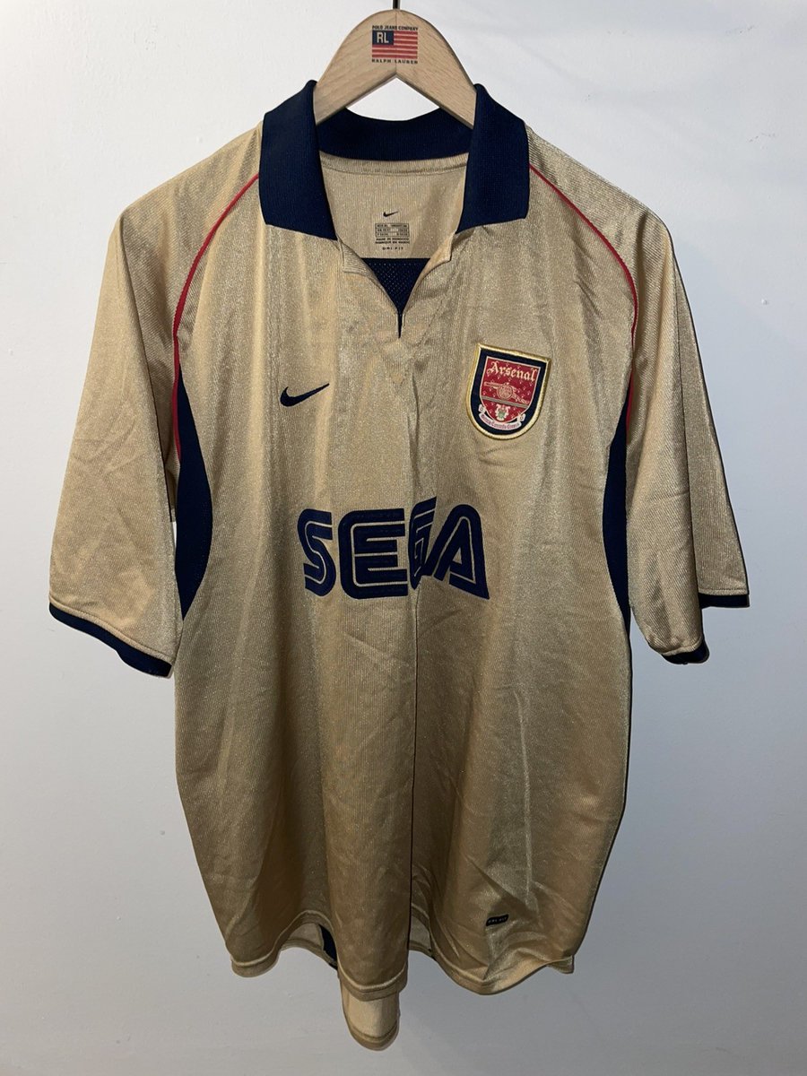 Arsenal Away Shirt 2001-2002 Nike Sega Gold Away Shirt Size XL