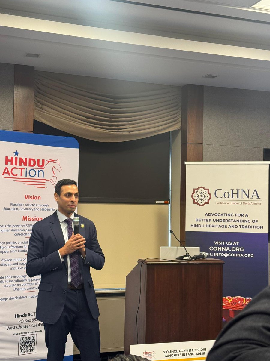 <a href="/RepSuhas/">Rep. Suhas Subramanyam (VA-10)</a> spoke for the need to be conscious of global human right violations all the time. Not just sometimes. He also praised the efforts to educate lawmakers on this critical topic. If we don't speak up, no one else will! #SaveBangladeshiHindus