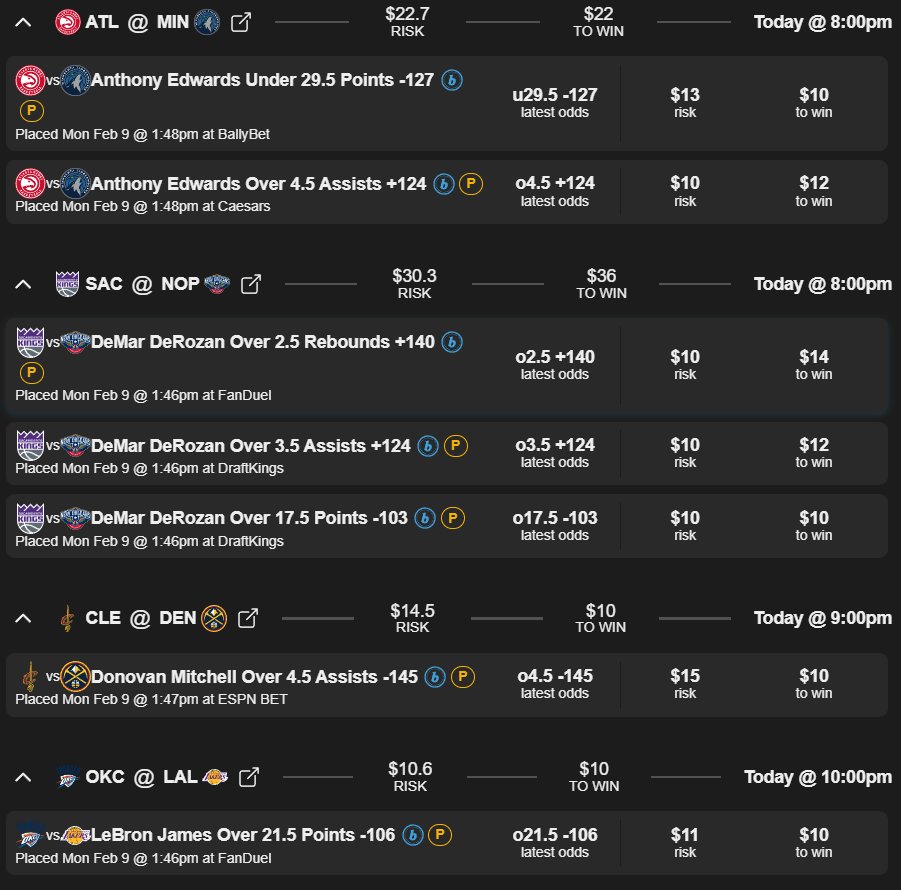 TheNBACrystal's tweet photo. Daily Free NBA Player Props 🔮 2-9-26
PICKS:
Anthony Edwards UNDER 29.5 PTS
Anthony Edwards OVER 4.5 AST
DeMar DeRozan OVER 17.5 PTS
DeMar DeRozan OVER 2.5 REB
DeMar DeRozan OVER 3.5 AST
Donovan Mitchell OVER 4.5 AST
LeBron James OVER 21.5 PTS

The journey continues. Our model is still in the testing phase, growing continuously while producing promising results. Follow for free daily picks.

See spreadsheet for details, and images for deeper statistical results!

#GamblingTwitter #SportsBetting #BettingTips #PlayerProps #NBAPredictions #PlayerProps #NBABet #BettingTips #LetEmKnow #Cavs #Kings #Lakers #LeBron #Timberwolves