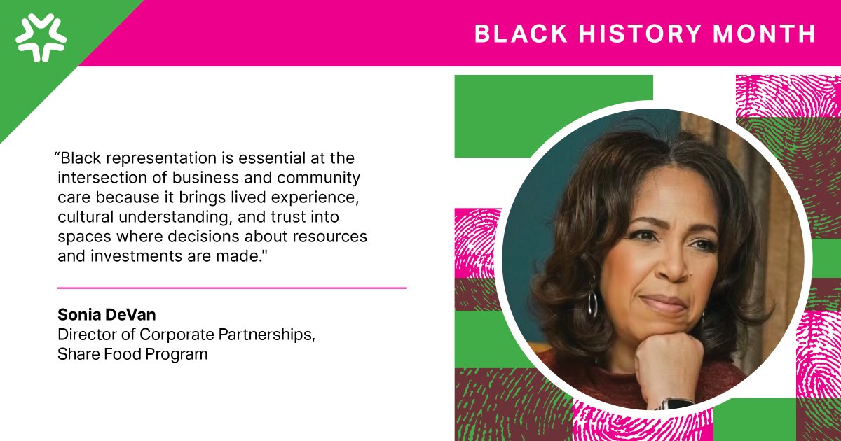 ChamberPHL's tweet photo. This Black History Month, we uplift Sonia DeVan of @sharefoodphilly,  Read along as Sonia shares how her heart for service shapes her career &amp; the importance of Black representation at the intersection of business &amp; community care. #GoodBizPHL

Read more: https://t.co/n5UZ82jk5D https://t.co/lB6bcbgvGF