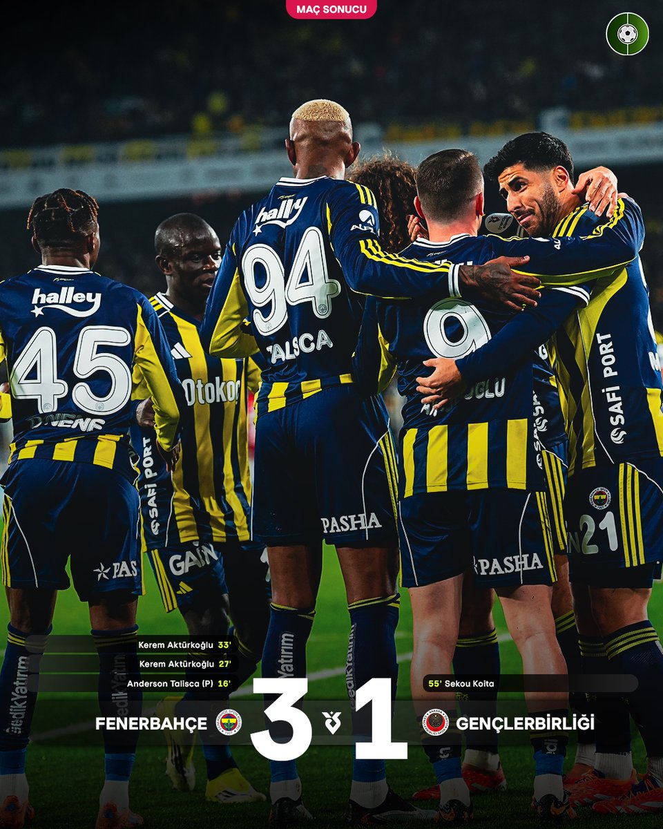 futbolarena's tweet photo. Fenerbahçe 3-1 Gençlerbirliği (Maç Sonucu) https://t.co/SsvaX7wiew