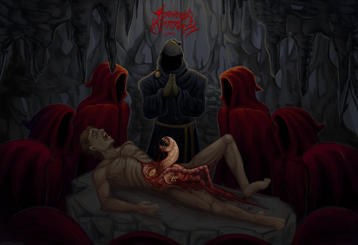 "Unique Rites"2026. I drew this week ago and forgot to post #arttwt #gore #digitalart #horror