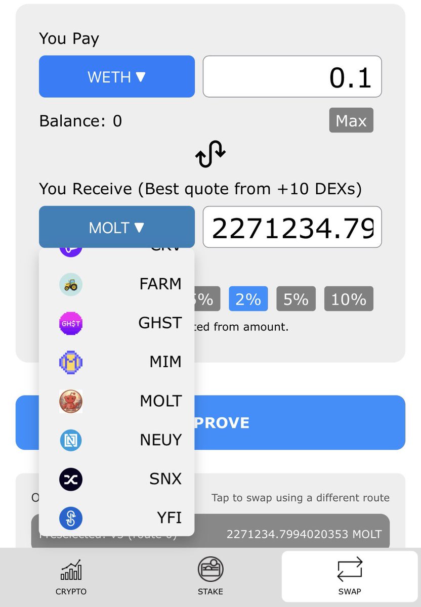 Safely swap for $MOLT with NeuyRouter on <a href="/base/">Base</a> 

MEV protection is more important than ever. If you are considering to buy an AI agent token, it maybe time to take MEV protection seriously.

finance.neuy.io/swap/base/swap…

#MoltMoon #moltyverse #molt