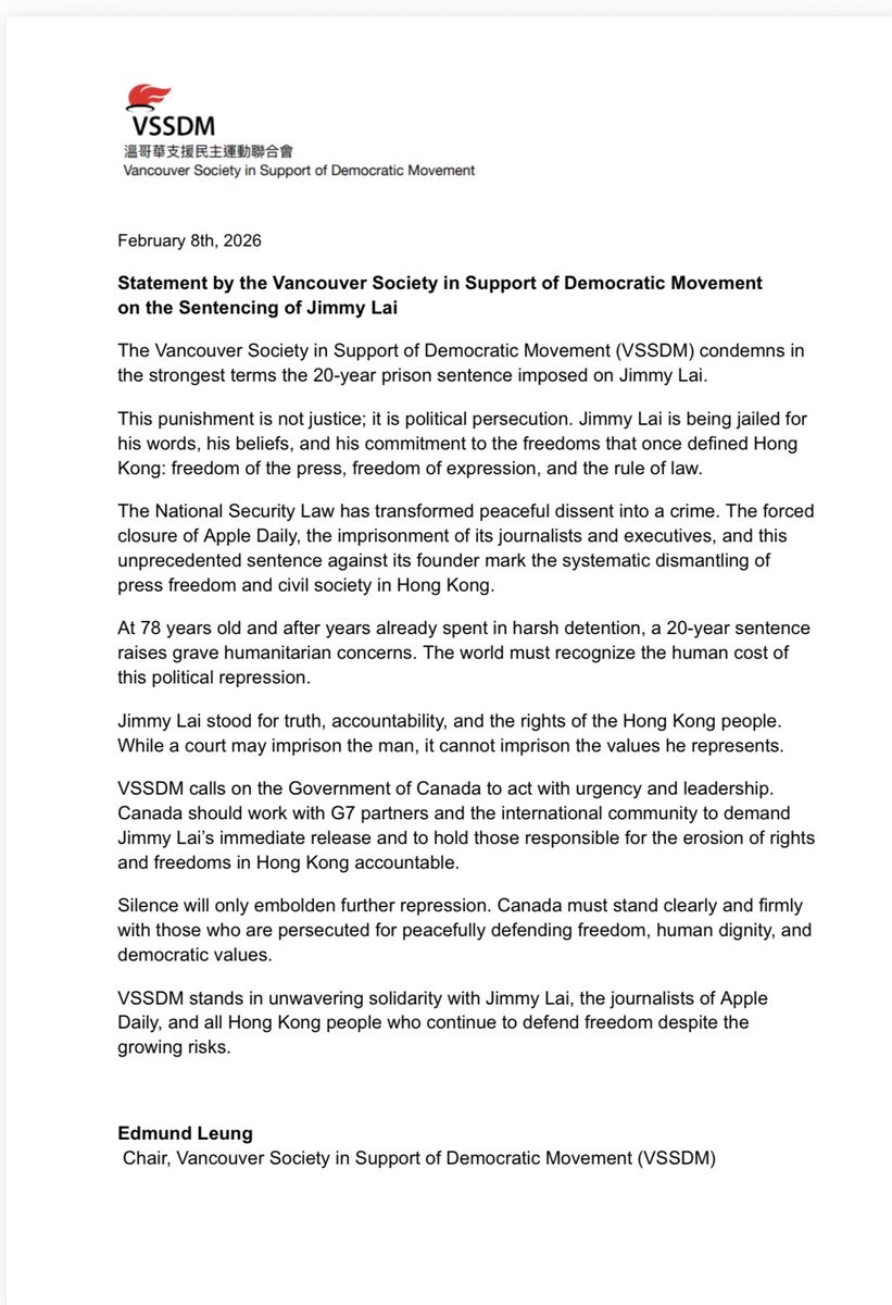 Vancouver Society in Support of DemocraticMovement tweet media