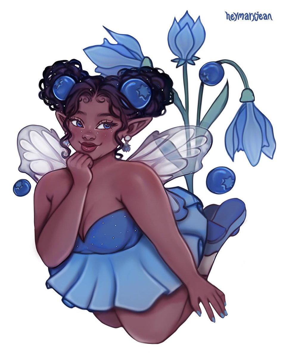 Here's a blueberry fairy for the 3rd theme of @ fairy day! 🫐 I'm a bit late, but hey, better late than never, right? I had so much fun bringing her to life, especially playing around with all the soft blues. I wanted to give her this dreamy, delicate...