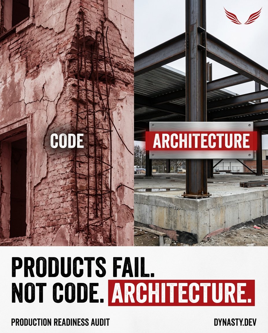 dynasty_devs's tweet photo. Your product isn't failing because of bad code. It's failing because the foundation is cracked.

Most founders patch symptoms while the architecture bleeds. You can't scale broken bones.

We rebuild from the ground up—the right way.

Ready to stop the bleeding?

https://t.co/LCV2I03GDV