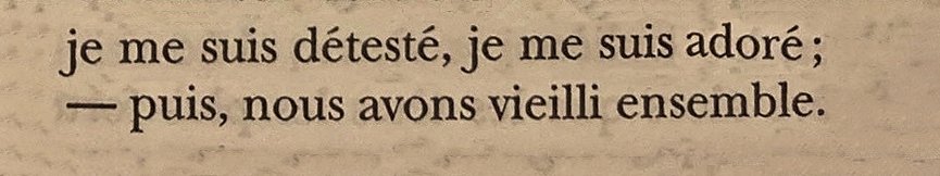 kendimden nefret ettim, kendime hayran oldum: 
— sonra hepimiz birlikte yaşlandık. 

paul valéry