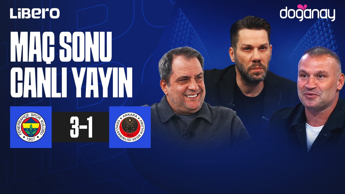 liberotvspor's tweet image. 🗣️ @firataydinus, @serkan_korkmaz ve Serkan Balcı, Fenerbahçe'nin 3-1'lik Gençlerbirliği galibiyetini Libero TV'de değerlendiriyor. 

❓Oosterwolde ikinci sarı kartı görebilir miydi?
🟦 Penaltı kararı doğru muydu? 

İzlemek için tıklayın 👉youtube.com/live/c8jEFl-r9…