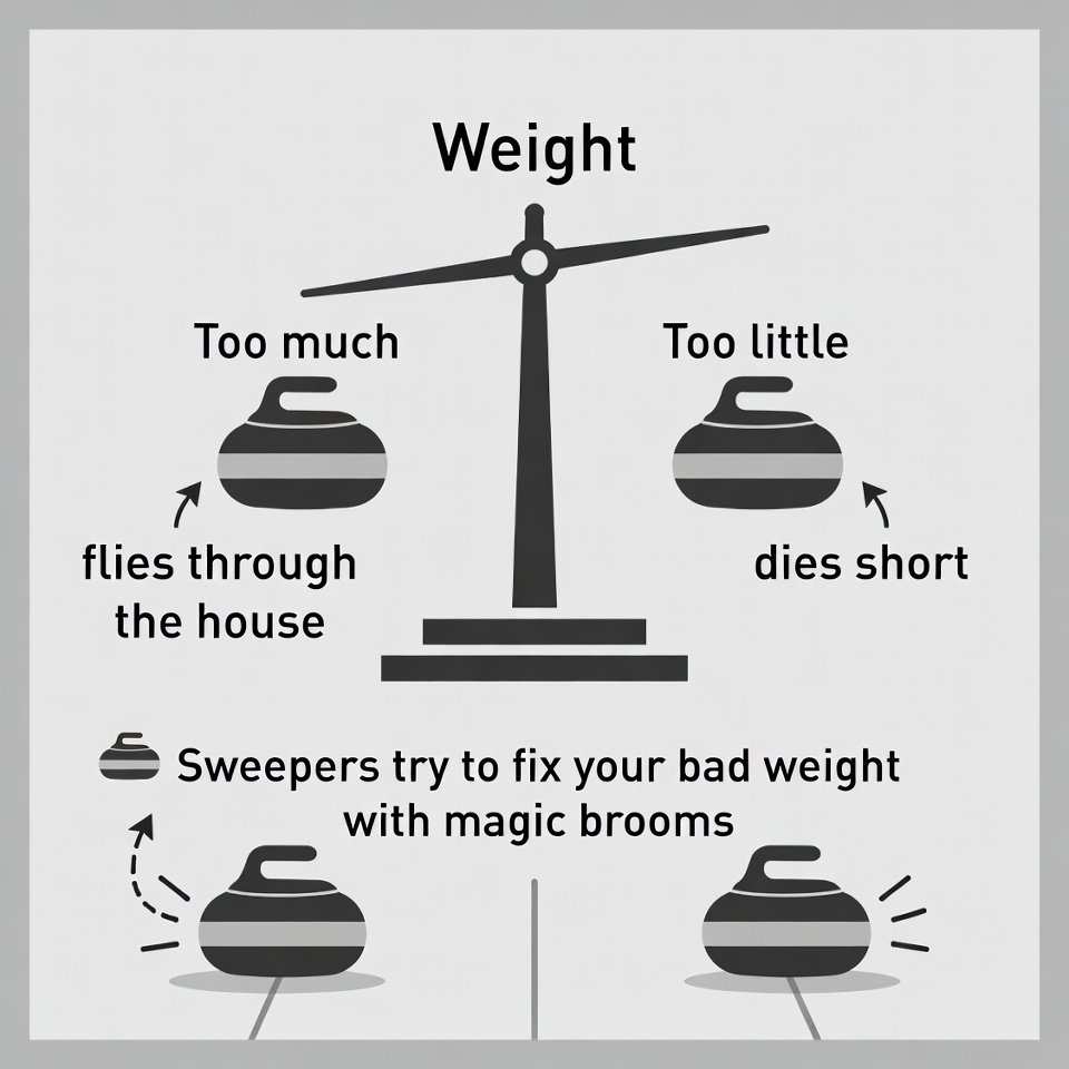 Curling Basics for People Who Think It's Boring #22
Weight = how hard you throw. Too much = flies through the house. Too little = dies short. Sweepers try to fix your bad weight with magic brooms ⚖️🥌