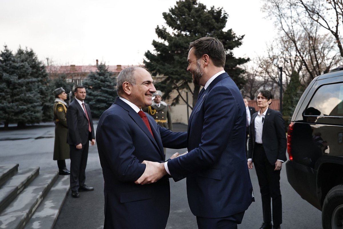 RT by @mikenov: Pleased to welcome @JDVance to Yerevan. Reaffirmed momentum of the Washington Peace Summit & commitment to lasting peace. Advancing TRIPP, AI, semiconductors, energy, defense & critical minerals. Armenia–U.S. partnership stronger than ever 🇦🇲🇺🇸 pic.