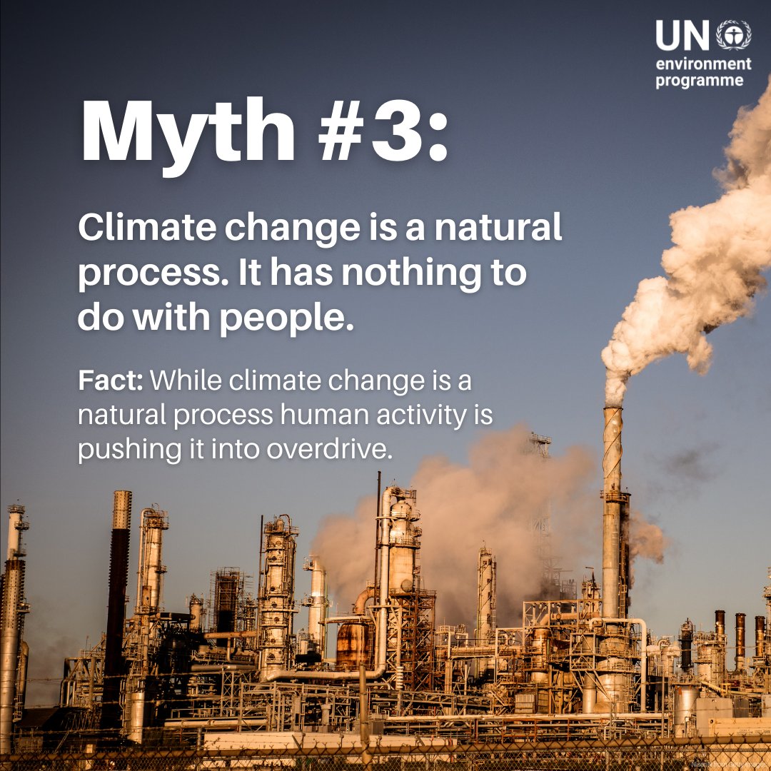 🔈 Let’s debunk common climate myths!

Myth #3 : “Climate change is a natural process. It has nothing to do with people.”

Fact: While climate change is a natural process human activity is pushing it into overdrive.

👉 Don’t fall for the myth. Share the facts.